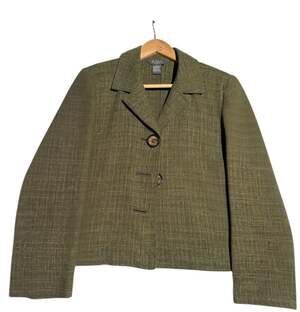 La Vita Petite Olive Green Textured Button Front Blazer Jacket Women's Size PL